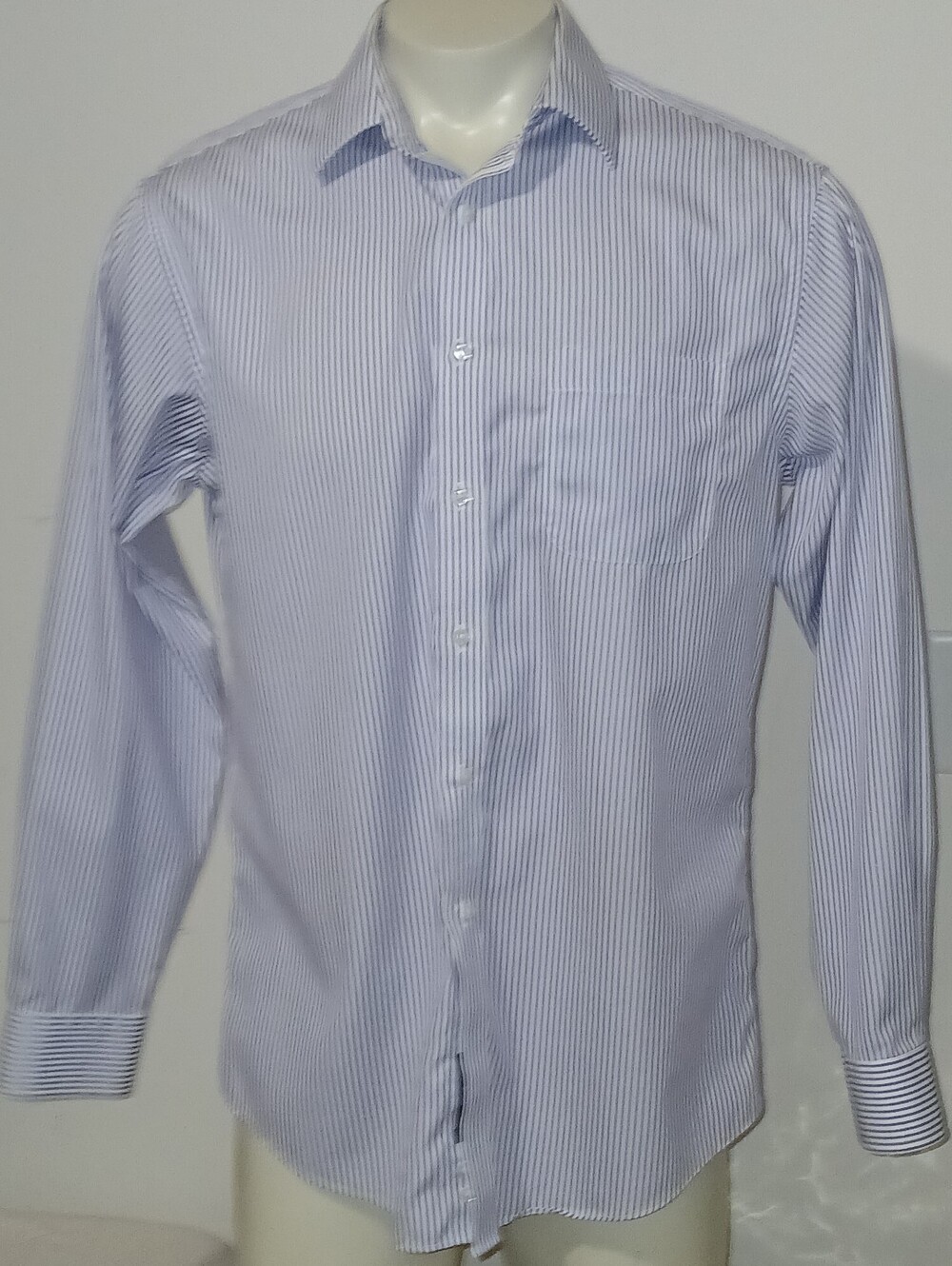 Jos. A. Bank Traveler's Coll. Slim Fit Stripe Cotton Dress Shirt 16.5 34